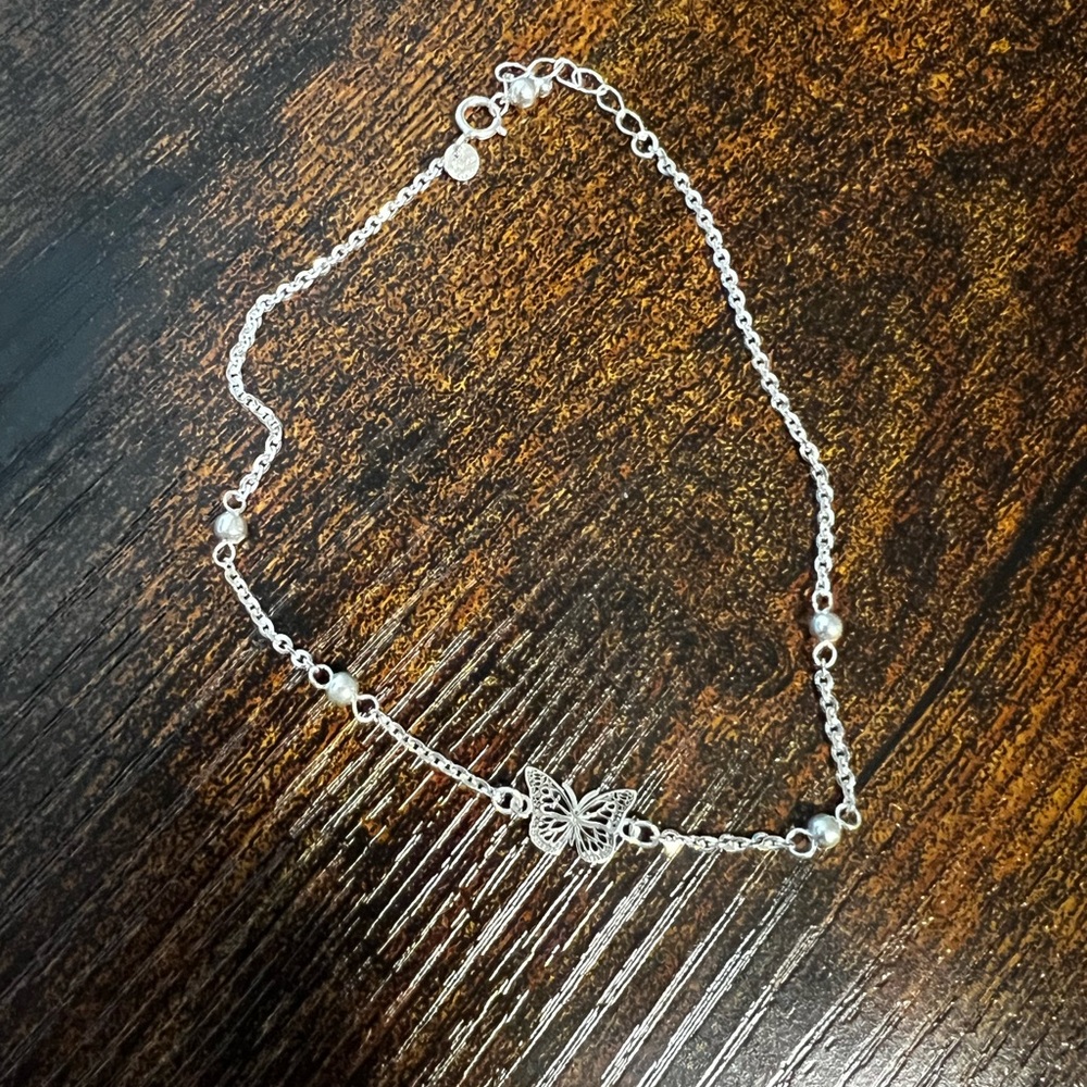 Elegant 925 Silver Butterfly Anklet